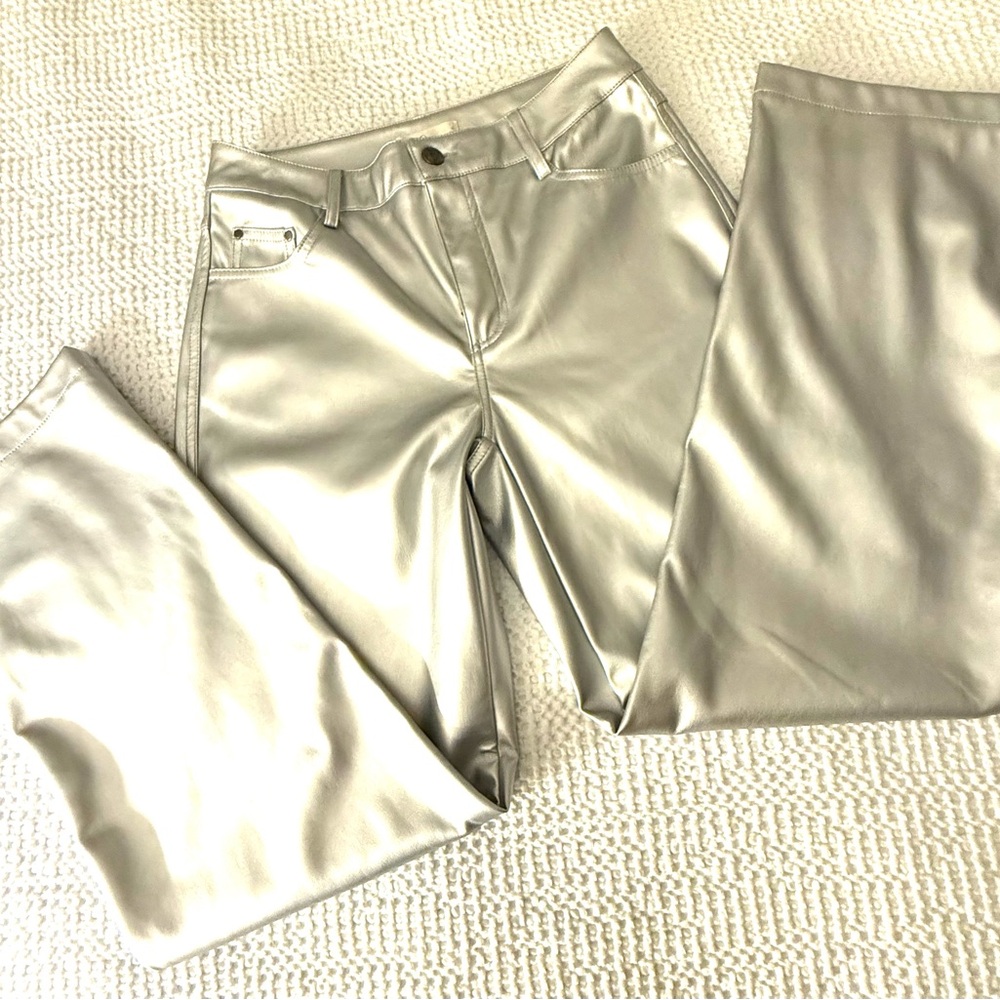 NWOT Intempo Silver PU vegan leather water resistant Jeans